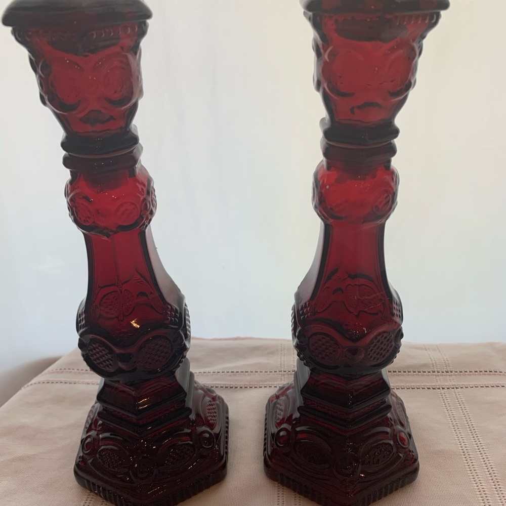 Avon Ruby Red Candle Holders